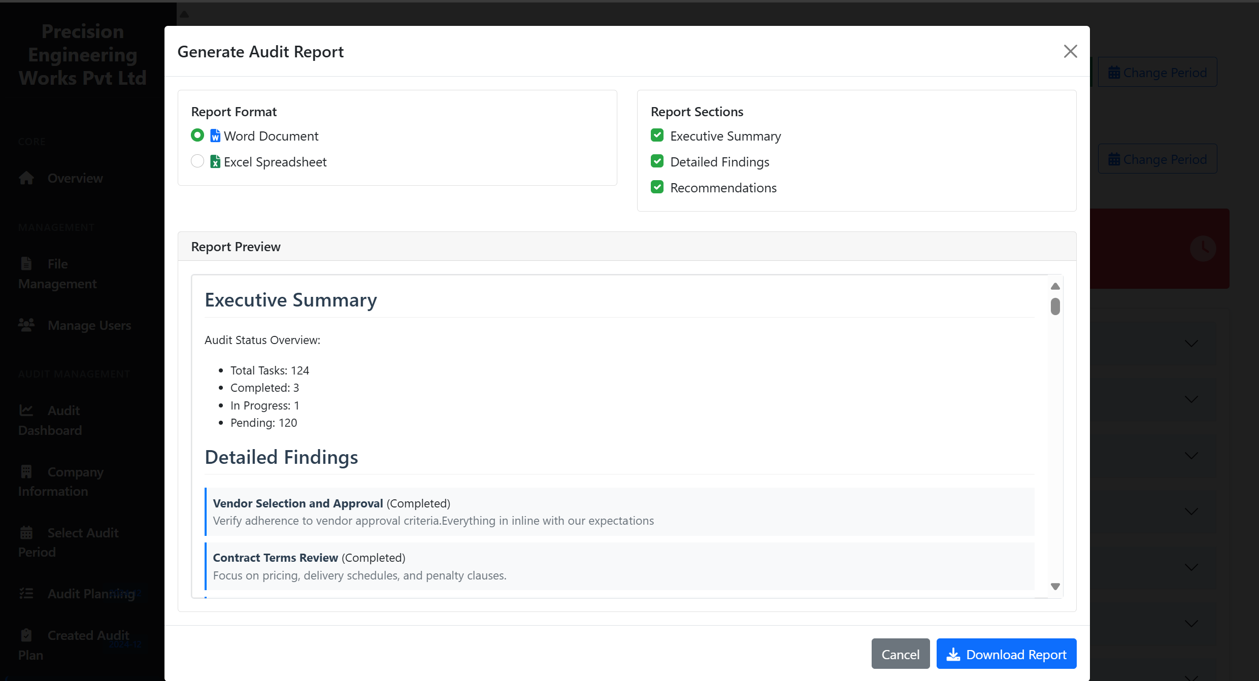 Generate Audit Report